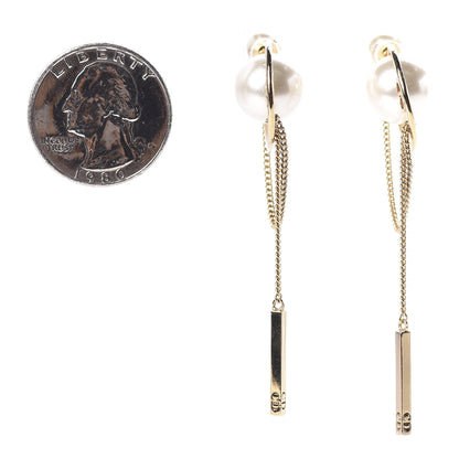 Christian Dior Pearl Tribales Dangle Chain Earrings Gold 3 of 5