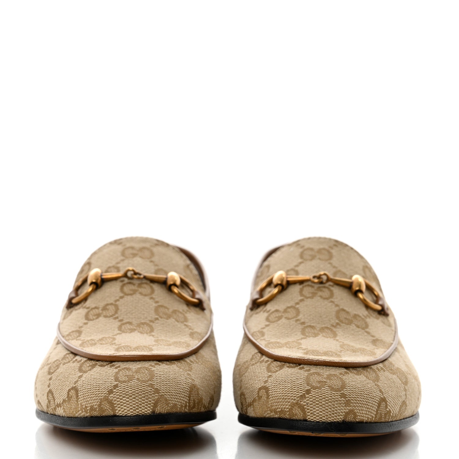 Gucci Canvas GG Monogram Horsebit Womens Jordaan Loafers 36 Beige Ruggine Rust 2 of 9