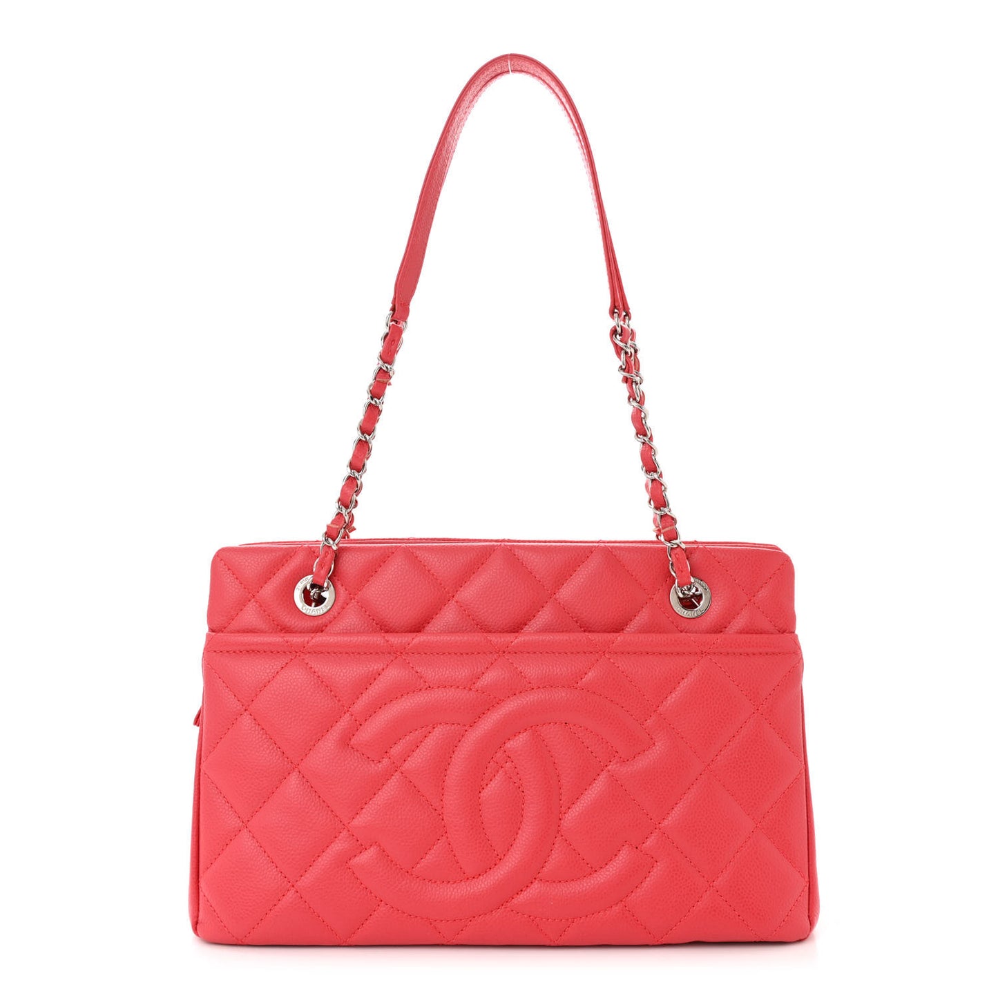 Caviar Quilted Timeless CC Soft Tote Coral