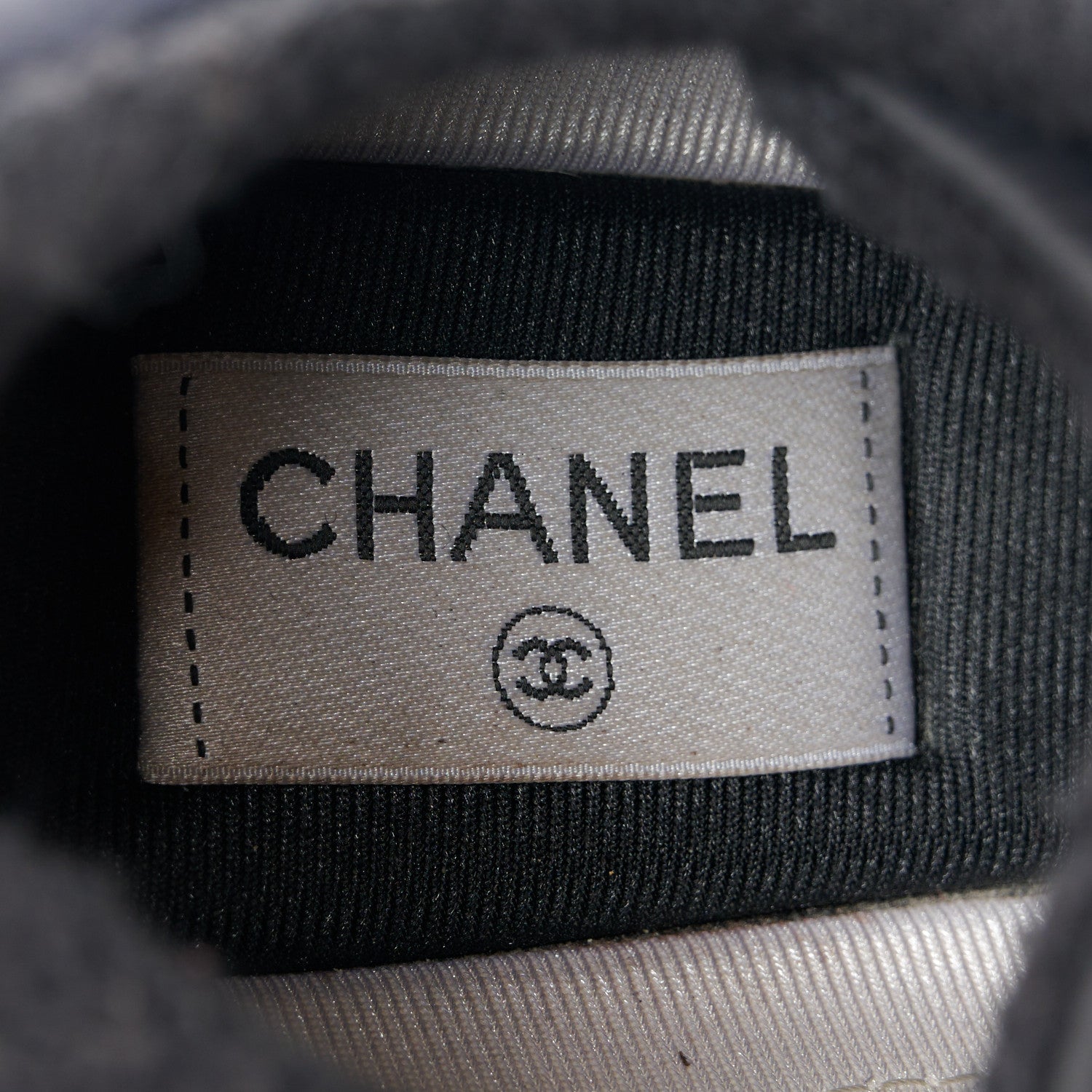 Chanel Nylon Calfskin Suede CC Sneakers 38.5 Black 8 of 9