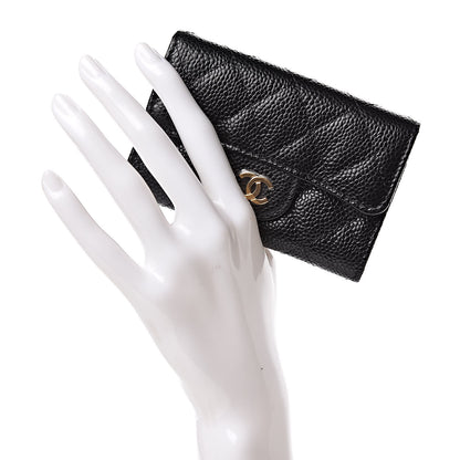 Chanel Caviar Quilted Flap Card Holder Wallet Black 2 of 9