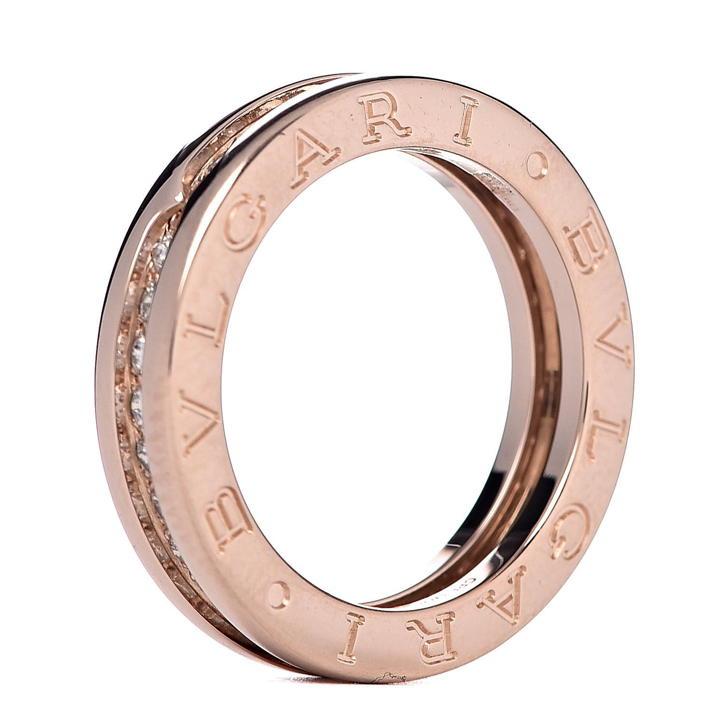 18K Rose Gold Diamond B.Zero1 Band Pave Ring 50 5.25