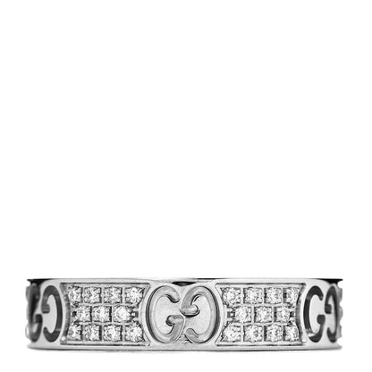 Gucci 18K White Gold Diamond Icon Stardust Band Ring 50 5.5 3 of 6