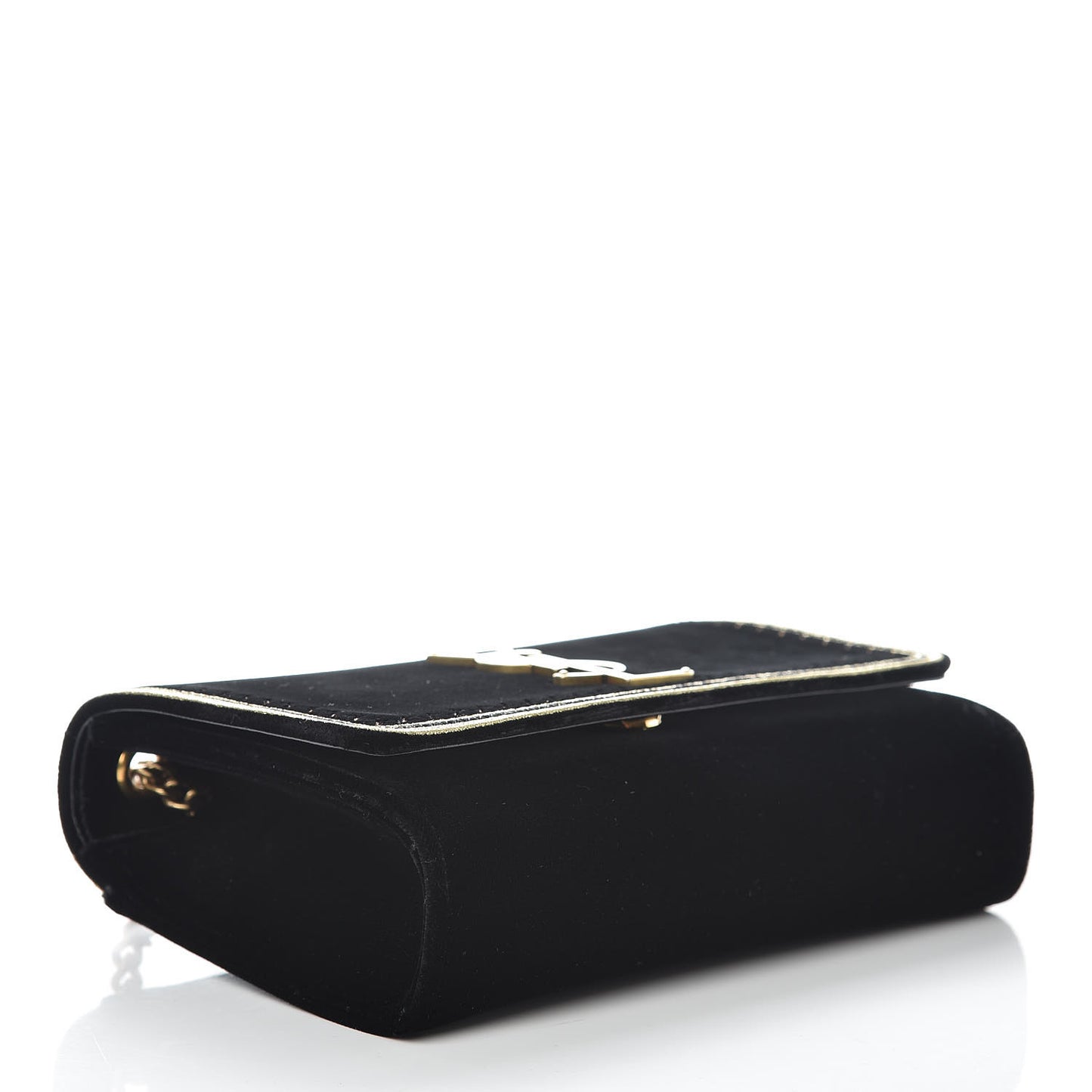 Velvet Embroidered Small Monogram Kate Satchel Black