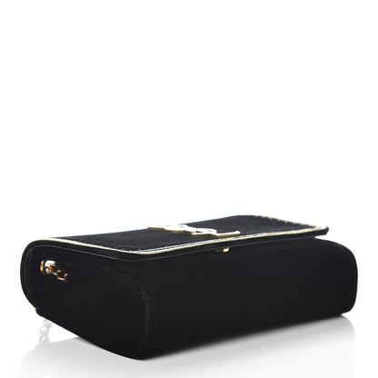 Saint Laurent Velvet Embroidered Small Monogram Kate Satchel Black 4 of 12