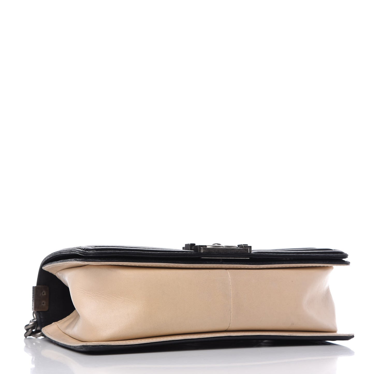 Lambskin Quilted Medium Boy Flap Black Beige