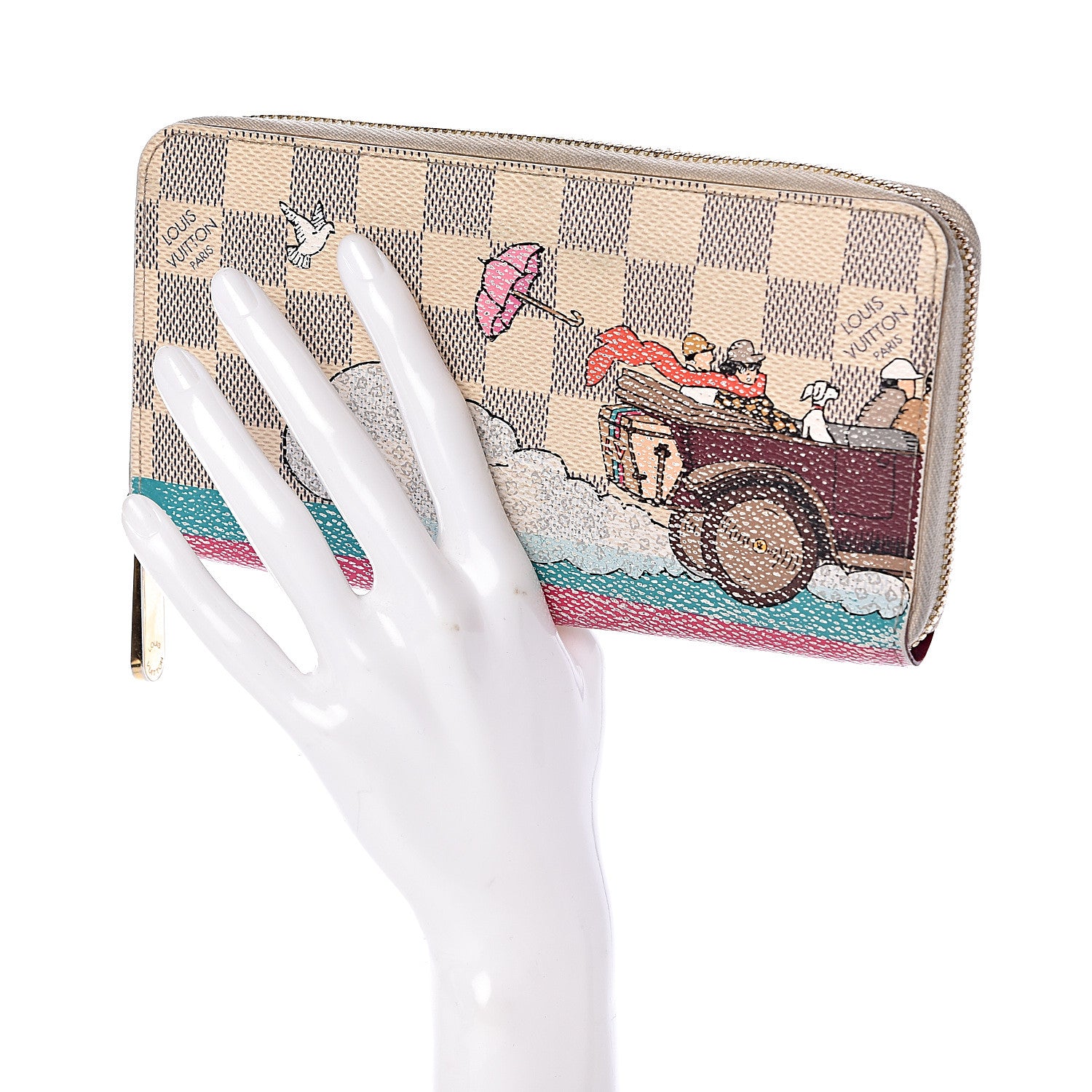 Louis Vuitton Damier Azur 2015 Christmas Animation Zippy Wallet Hibiscus 2 of 8
