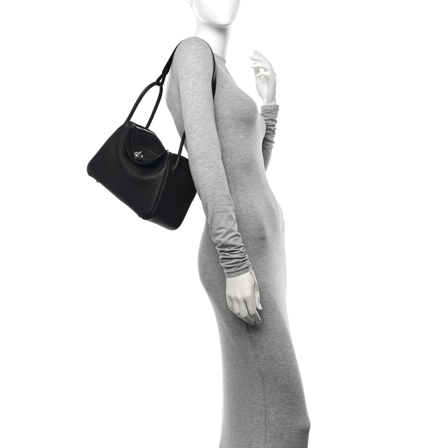 Hermes Taurillon Clemence Lindy 26 Black 2 of 13