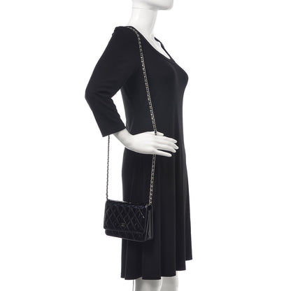 Chanel Patent Quilted Wallet On Chain WOC Black 2 of 9
