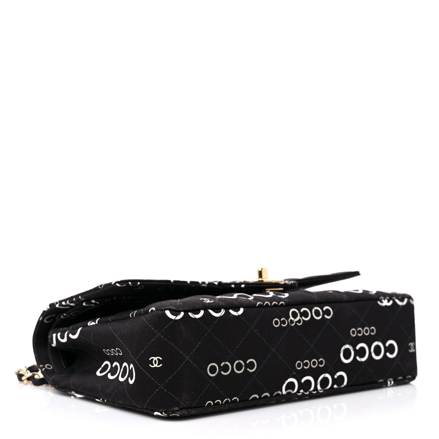 Canvas Coco Printed Quilted Medium Double Flap Black White