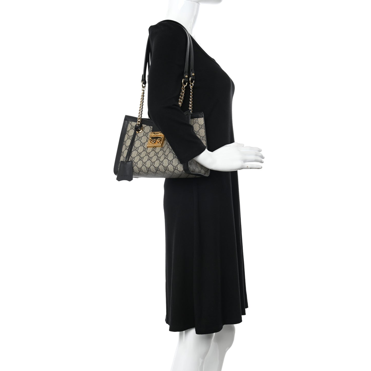 GG Supreme Monogram Small Padlock Tote Black