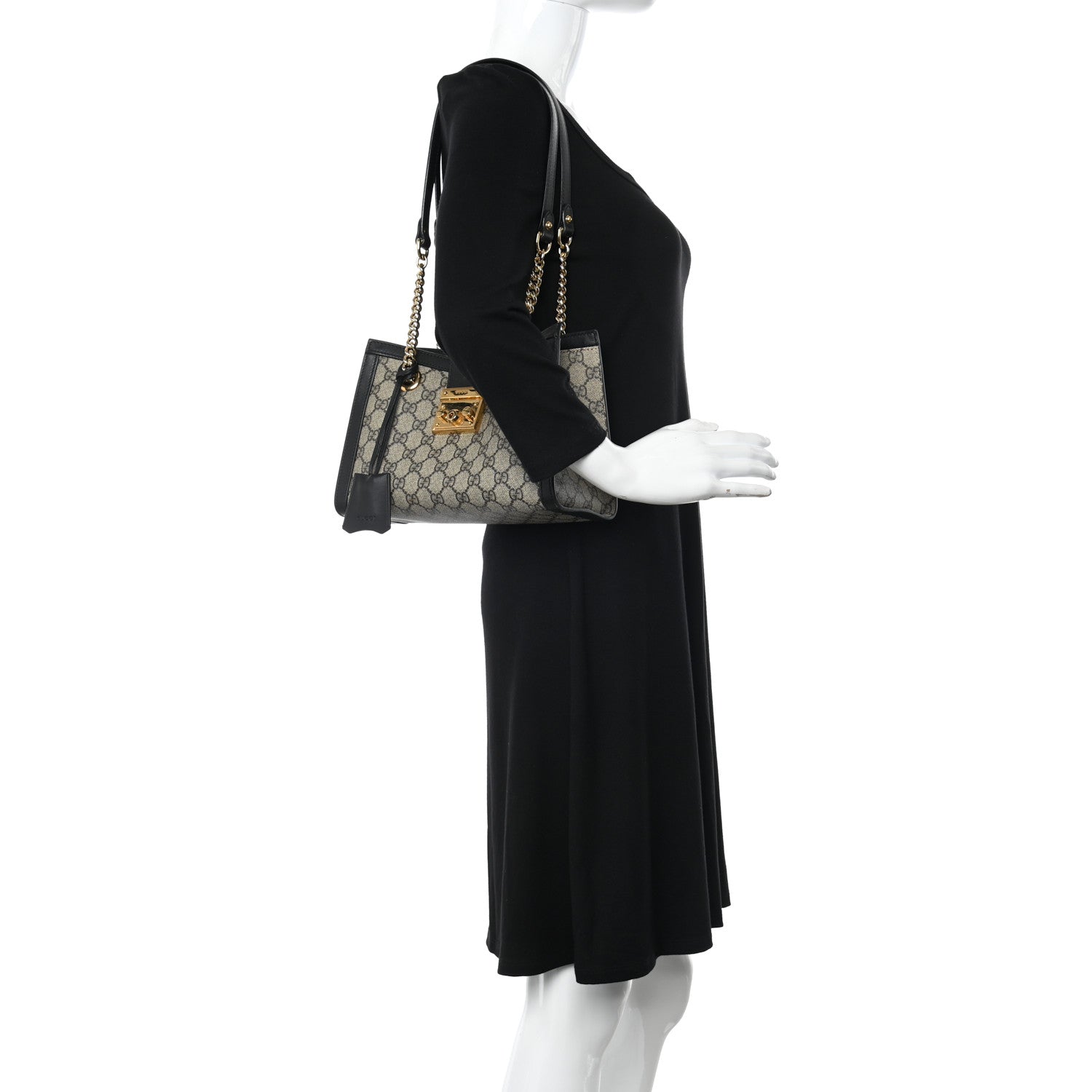 Gucci GG Supreme Monogram Small Padlock Tote Black 2 of 11