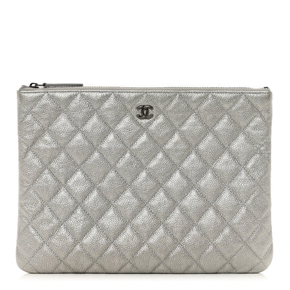Chanel Metallic Caviar Quilted Medium Cosmetic Case 1 of 8