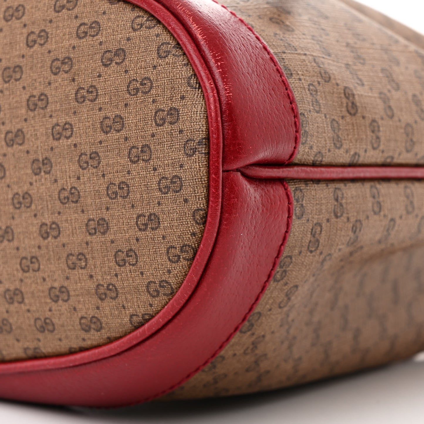 X DORAEMON Vintage GG Supreme Monogram Small Bucket Bag Beige Cherry Red
