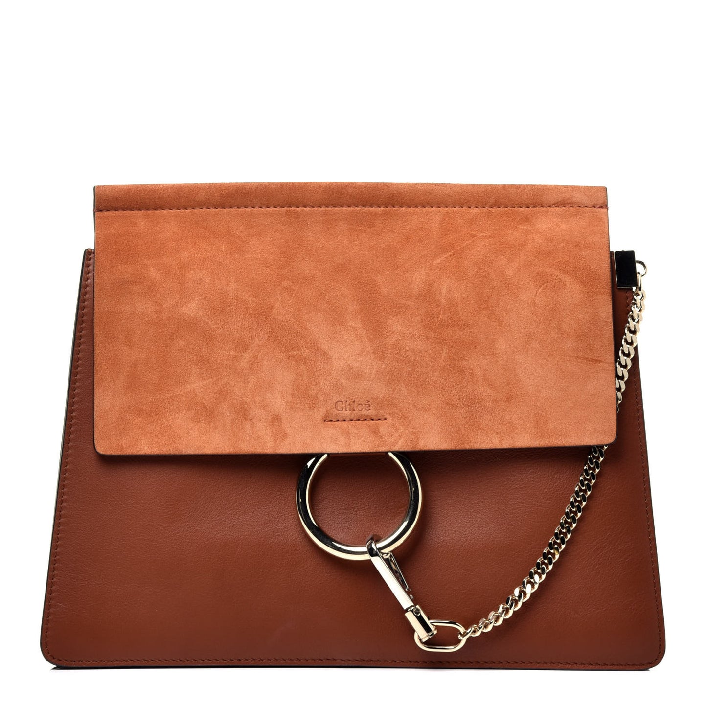 Suede Calfskin Medium Faye Shoulder Bag Tobacco