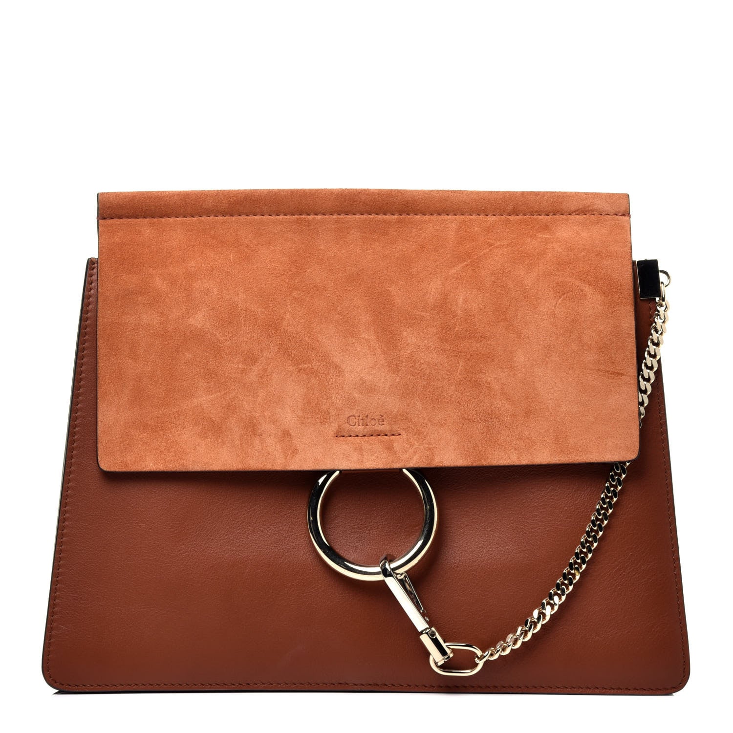 Chloe Suede Calfskin Medium Faye Shoulder Bag Tobacco 1 of 8