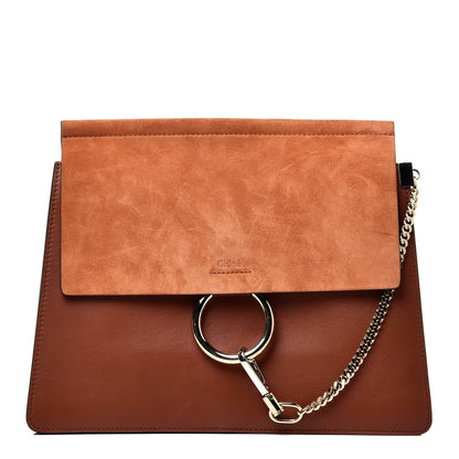 Chloe Suede Calfskin Medium Faye Shoulder Bag Tobacco 1 of 8