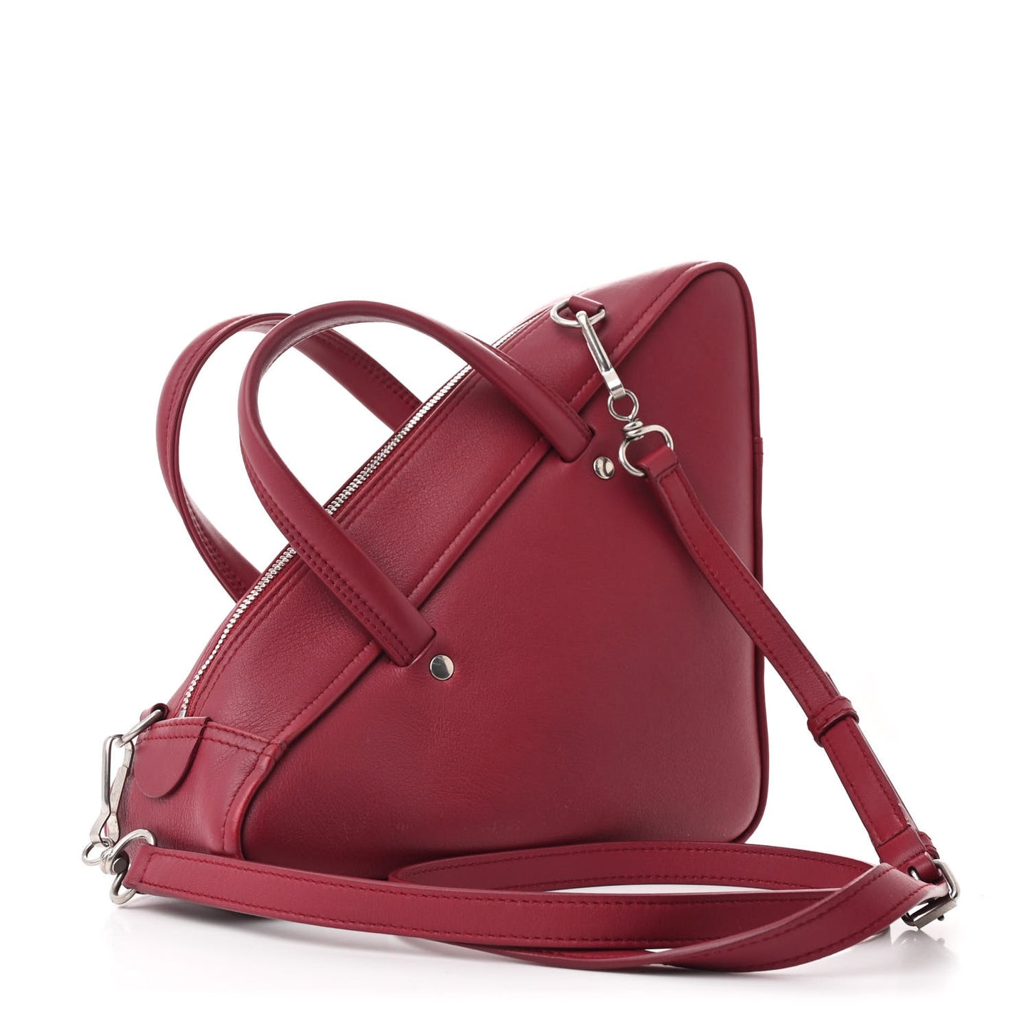 Shiny Day Calfskin S Triangle Duffle Rouge Grenat