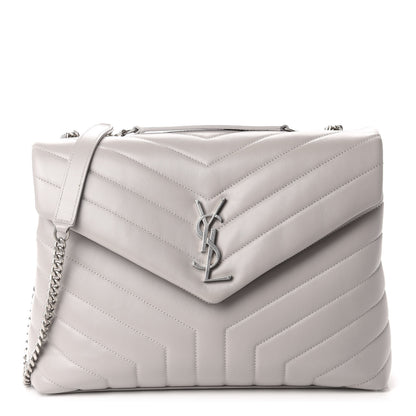 Saint Laurent Calfskin Y Quilted Monogram Medium Loulou Chain Satchel Granite 1 of 11