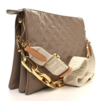 Louis Vuitton Lambskin Embossed Monogram Coussin MM Taupe 3 of 11