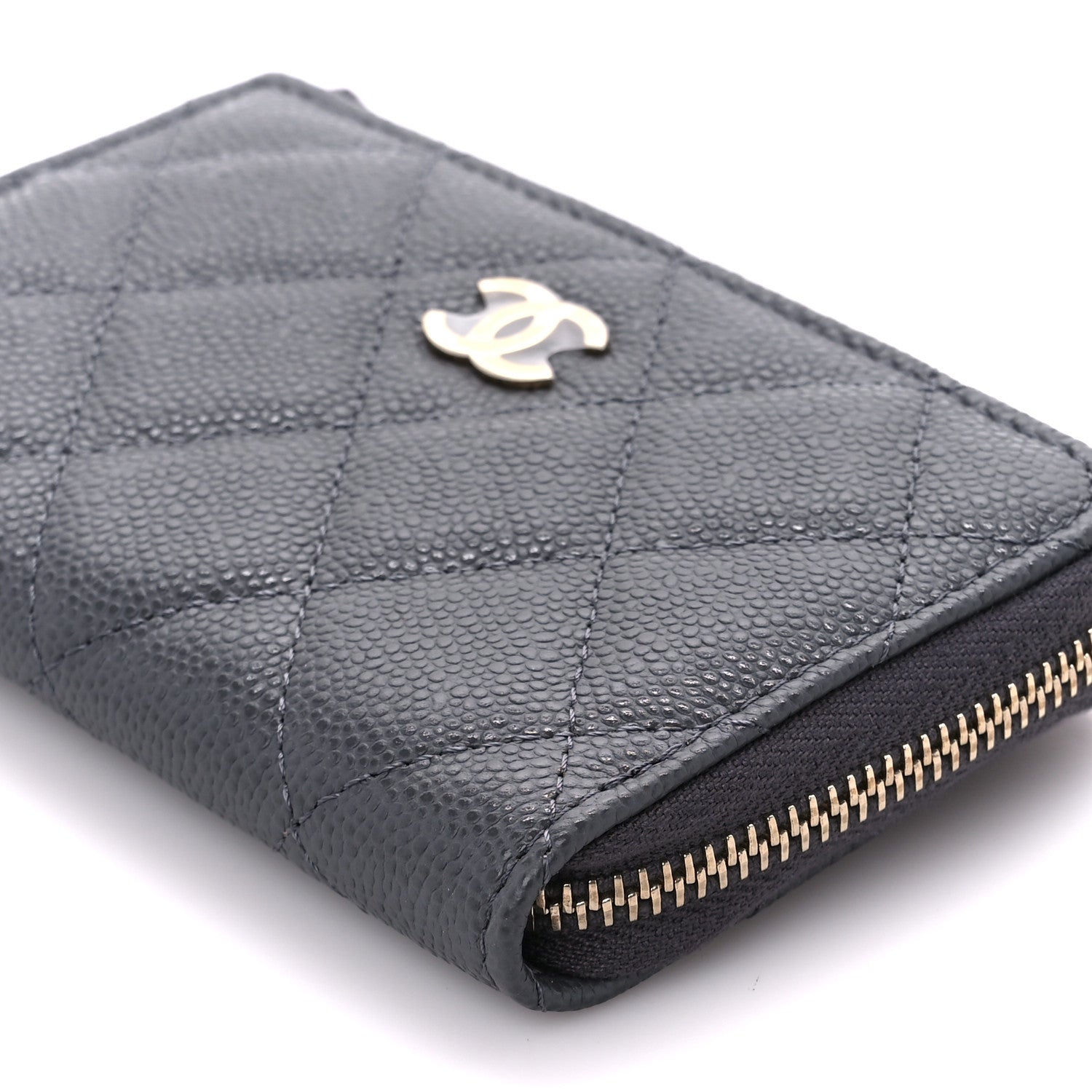 Chanel Caviar Quilted Zipped Key Holder Case Gray 10 of 11