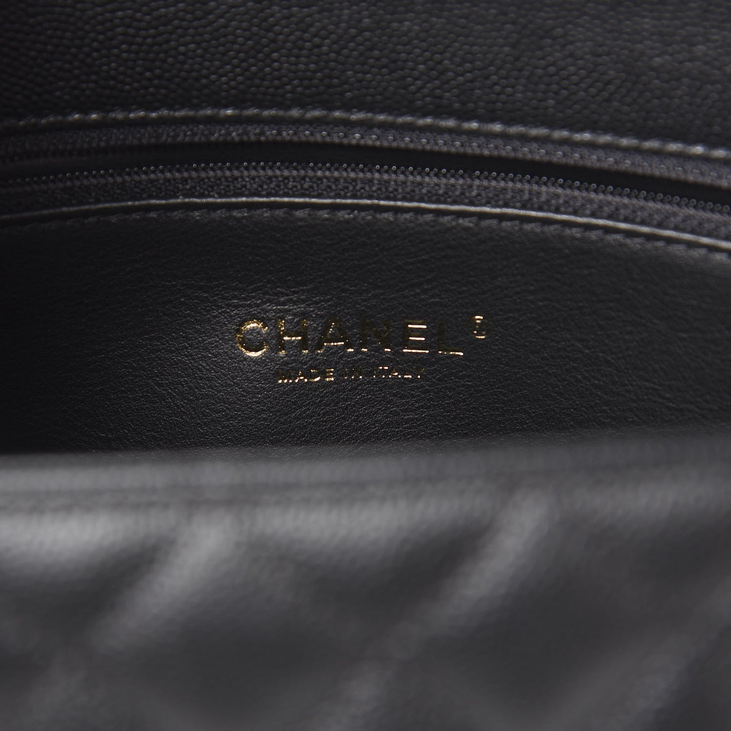 Caviar Lizard Embossed Quilted Small Coco Handle Flap Black
