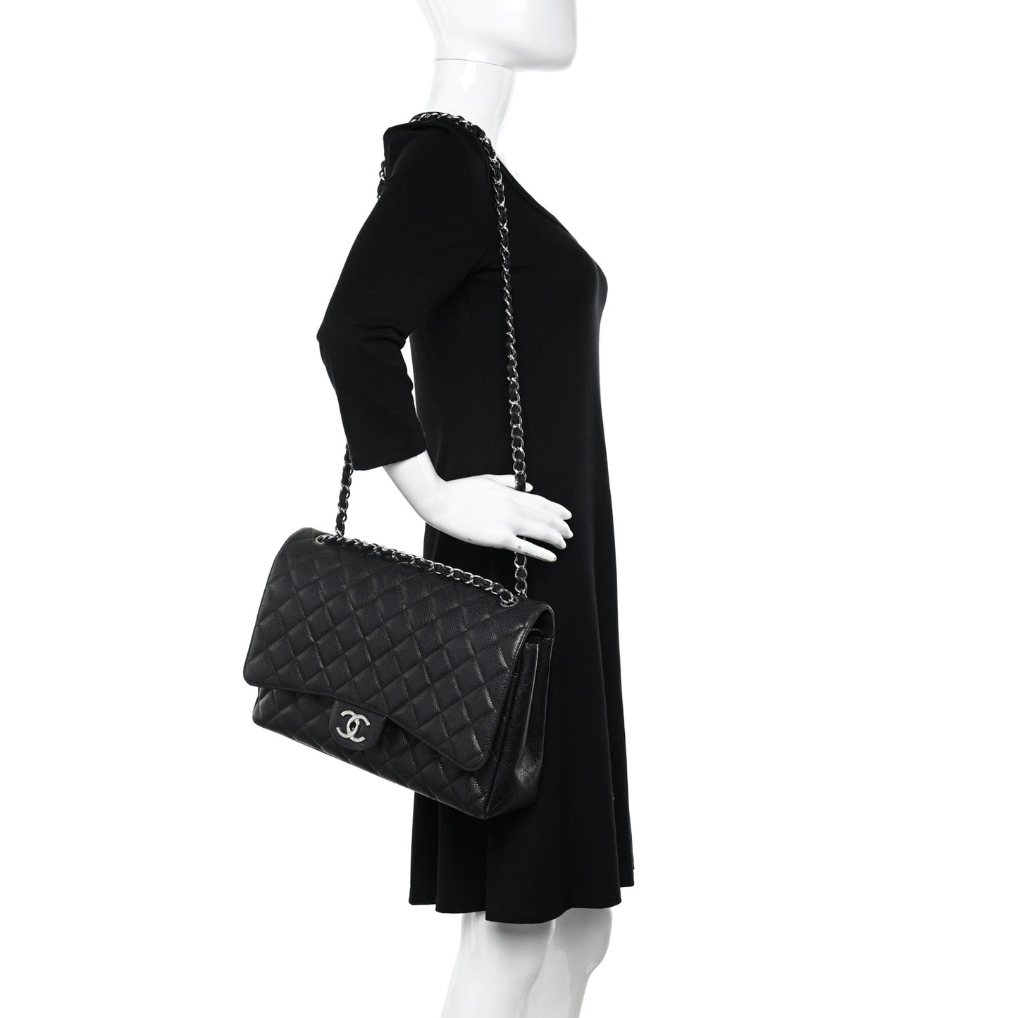 Caviar Quilted Maxi Double Flap Black