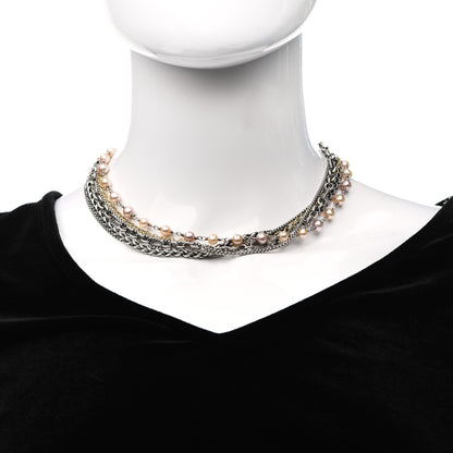 David Yurman Sterling Silver 18K Yellow Gold Pearl Multi Chain Necklace 2 of 4