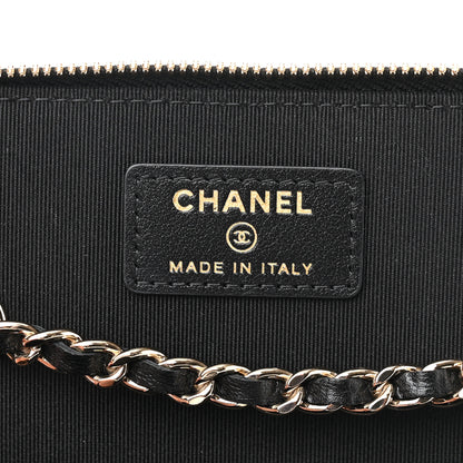 Chanel Lambskin Camellia Embossed Small Vanity Case With Chain Black 6 of 10