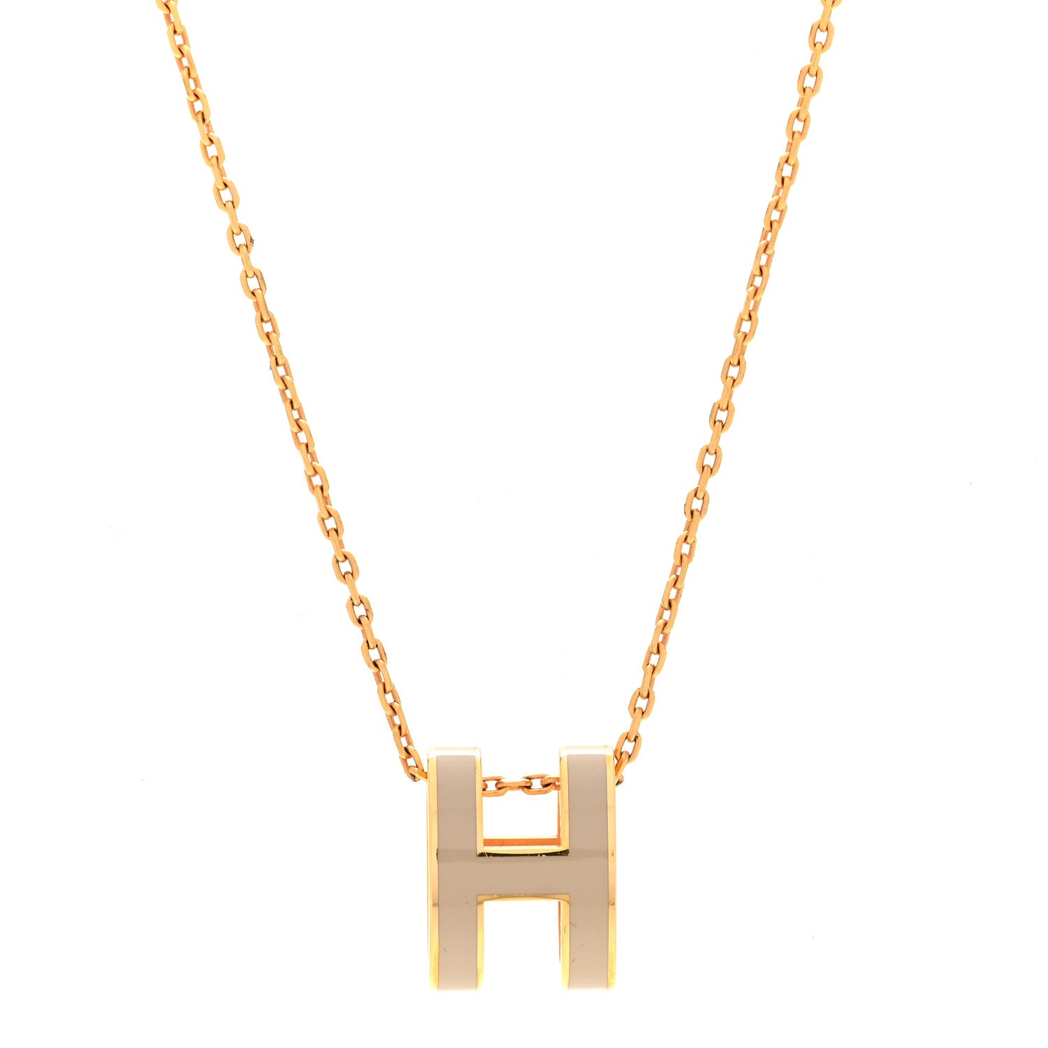 Hermes Lacquered Gold Pop H Pendant Necklace Marron Glace 4 of 7