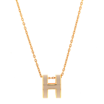 Hermes Lacquered Gold Pop H Pendant Necklace Marron Glace 4 of 7