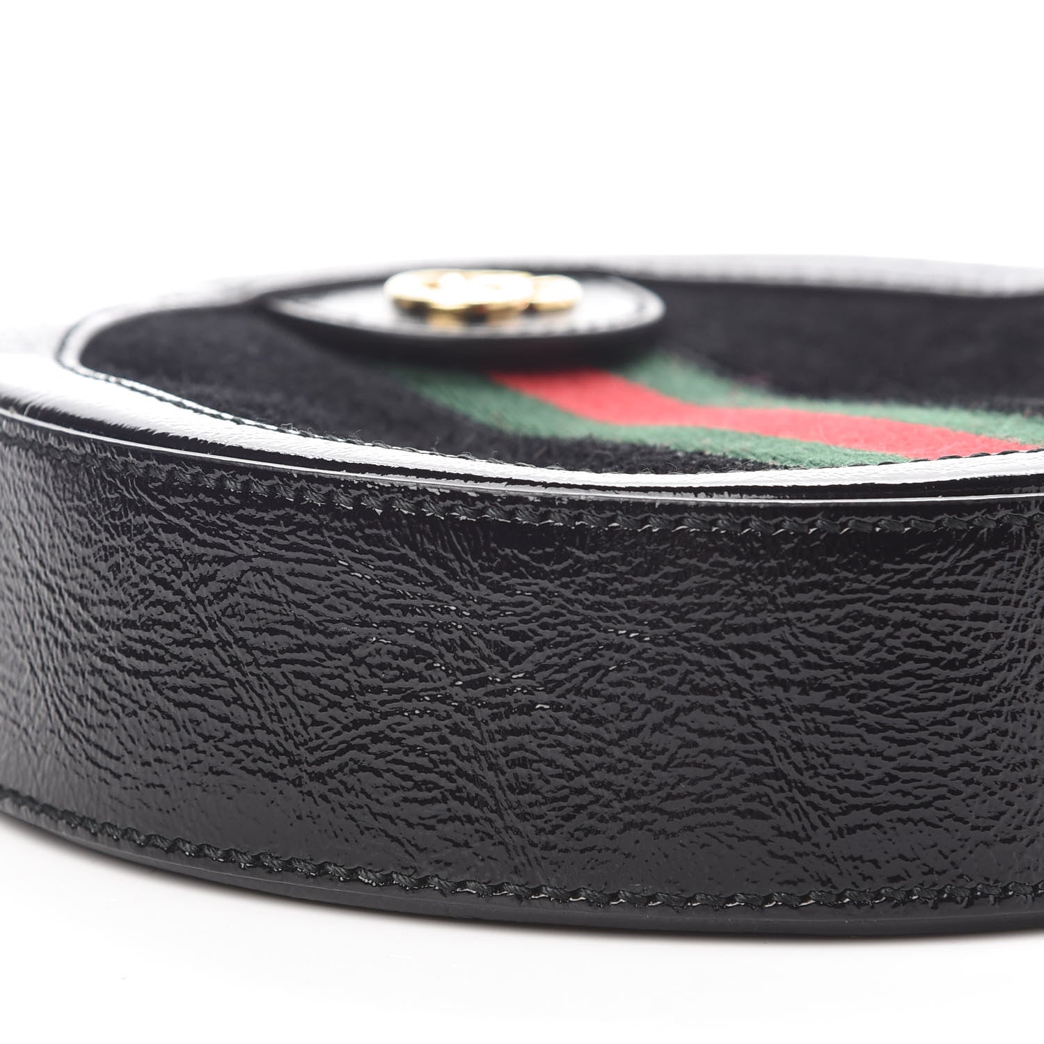 Gucci Suede Patent Web Mini Ophidia Round Shoulder Bag Black 8 of 10