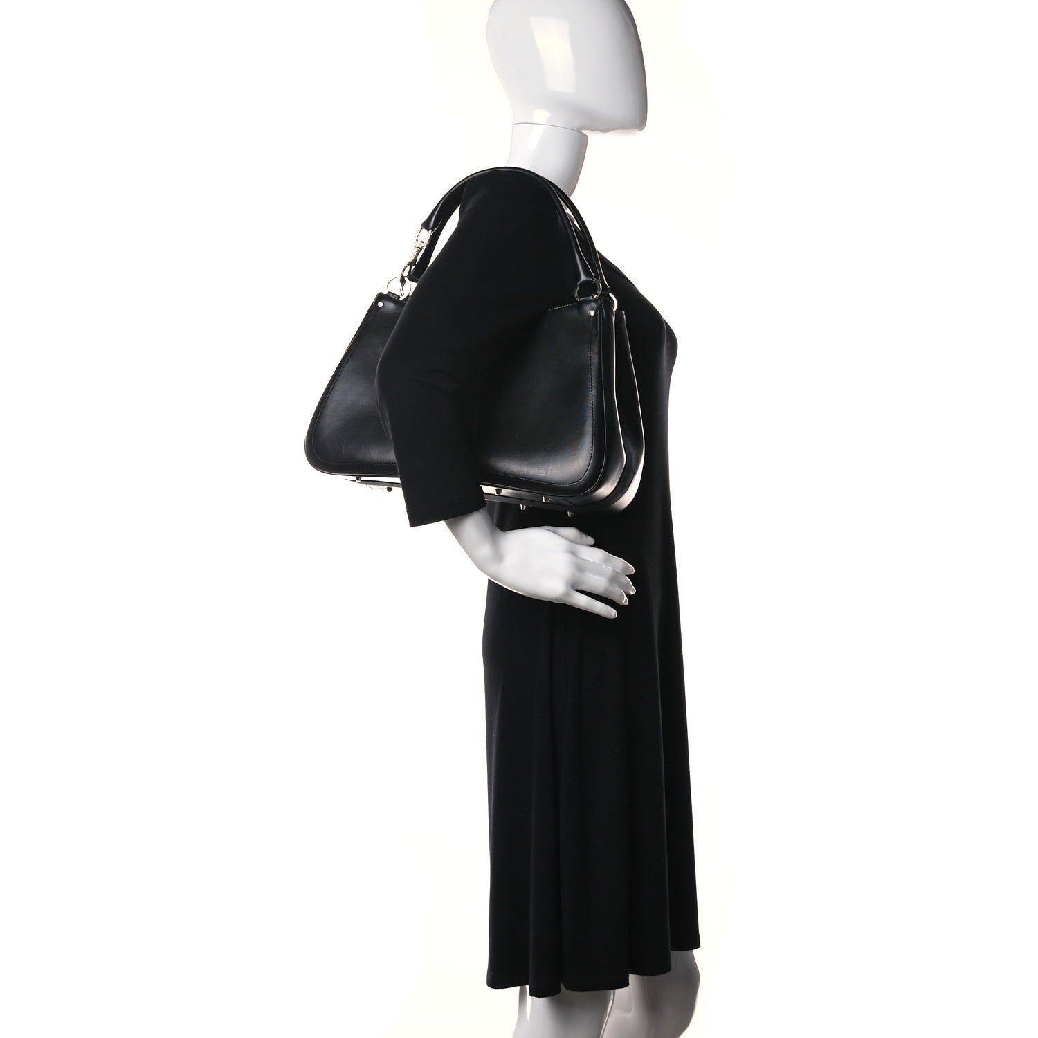 Christian Dior Coated Canvas Crystal Hardcore Shoulder Bag Black 2 of 14