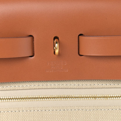 Hermes Military Toile Vache Hunter Toile Herbag Zip Retourne 31 PM Beton Fauve 7 of 12