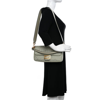 Fendi Canvas Vitello King FF Embroidered Baguette Green Tea 2 of 12