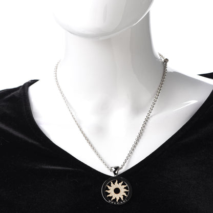 Bulgari Stainless Steel 18K Yellow Gold Diamond Large Tondo Sun Pendant Necklace 2 of 4