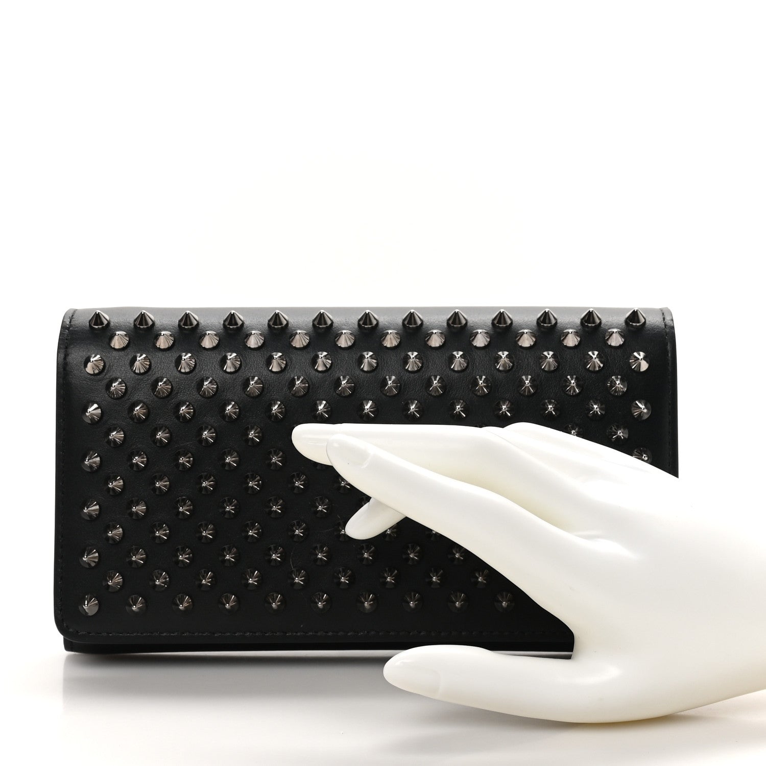 Christian Louboutin Calfskin Spikes Macaron Wallet Black 2 of 9