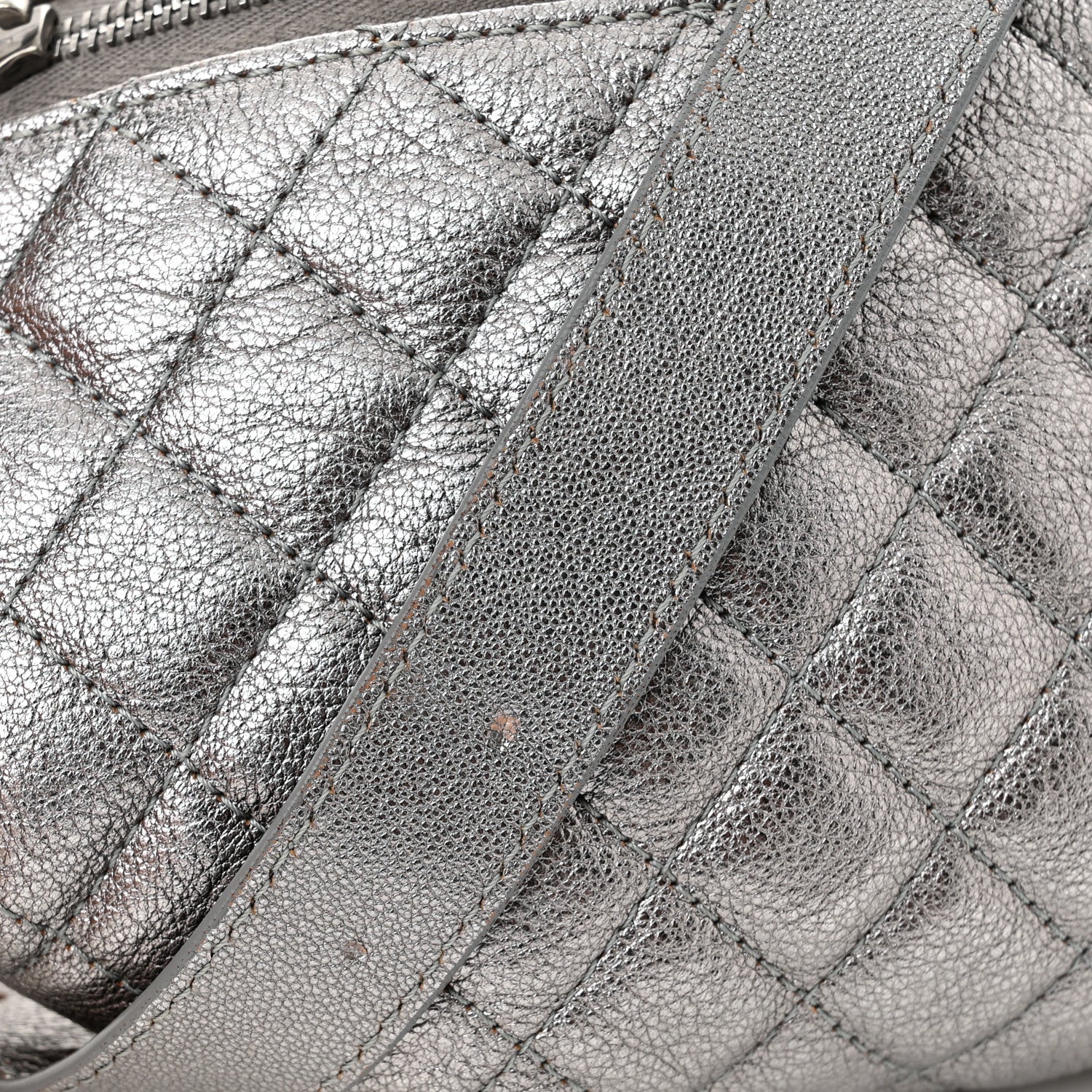 Chanel Metallic Calfskin Quilted Banane Waist Bag Fanny Pack Silver 11 of 12