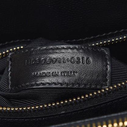 Saint Laurent Grain De Poudre Matelasse Chevron Monogram Shopping Bag Black 9 of 9