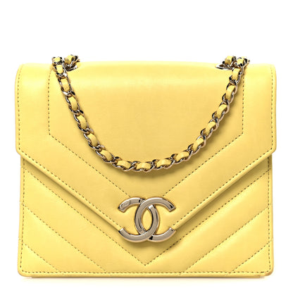Chanel Calfskin Quilted Chevron Small Envelope Flap Yellow 1 of 9