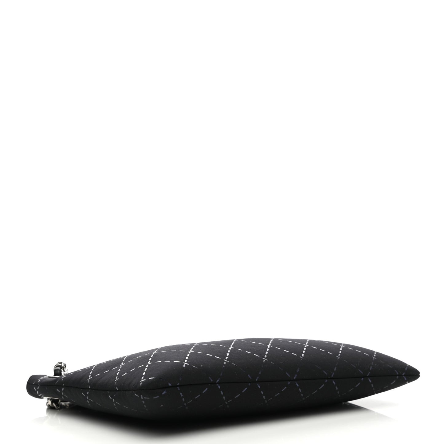 Neoprene Lambskin Printed Stitch Pouch With Handle Black