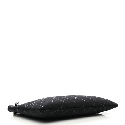 Chanel Neoprene Lambskin Printed Stitch Pouch With Handle Black 4 of 10