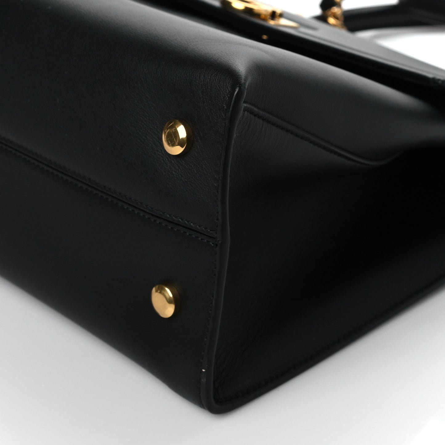 Calfskin Trifolio Top Handle Bag Black