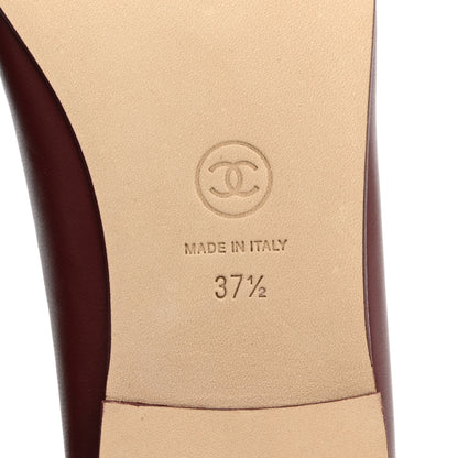 Chanel Lambskin Cap Toe CC Ballerina Flats 37.5 Burgundy Pink 8 of 10