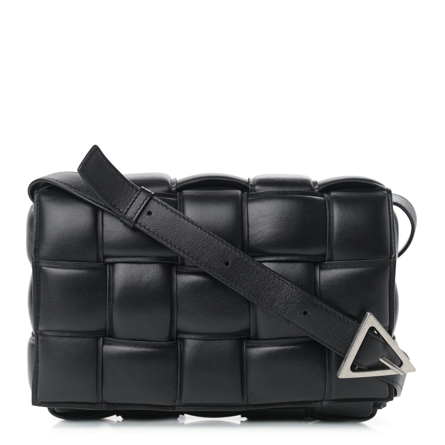 Nappa Maxi Intreccio Padded Cassette Crossbody Bag Black