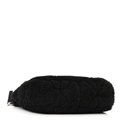 Prada Shearling Nappa Triangle Quilted Patchwork System Shoulder Bag Black 4 of 11