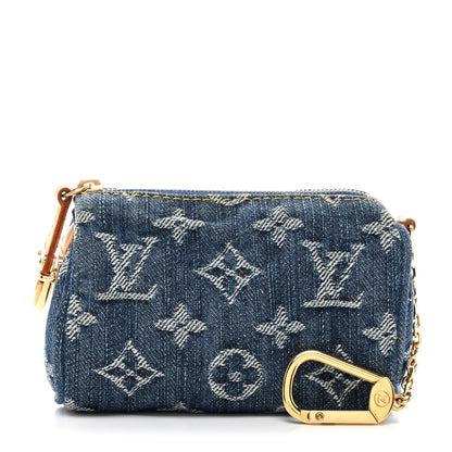 Louis Vuitton Monogram Denim Pochette Speedy PM Key Holder Blue 1 of 6