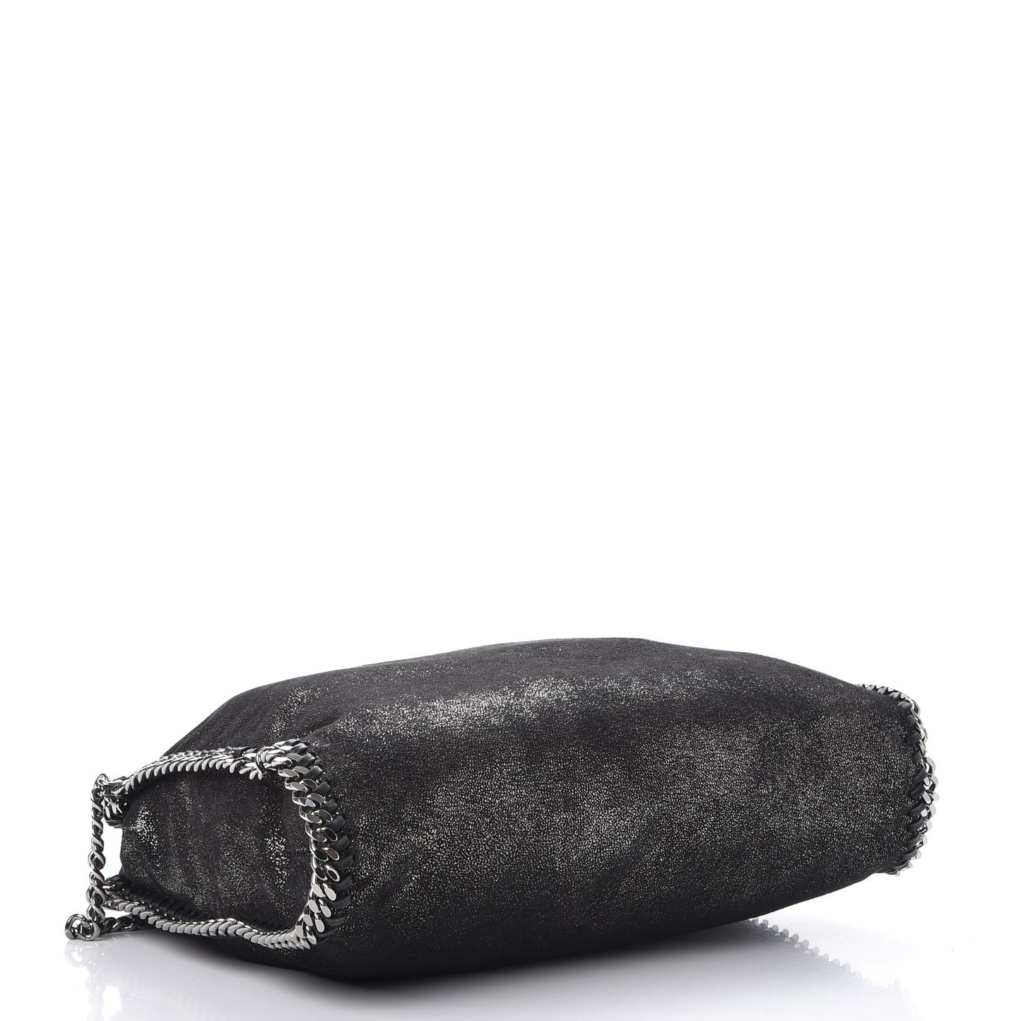 Chamois Shiny Dotted Falabella Fold Over Tote Ruthenium