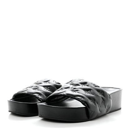 Louis Vuitton Lambskin Embossed Monogram Jumbo Flatform Mule Sandals 37.5 Black 3 of 9