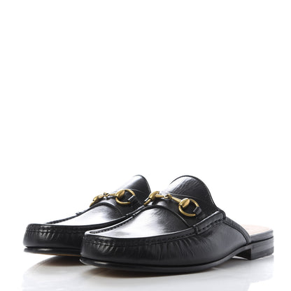 Gucci Goatskin Mens Horsebit Slippers 8 Black 3 of 10